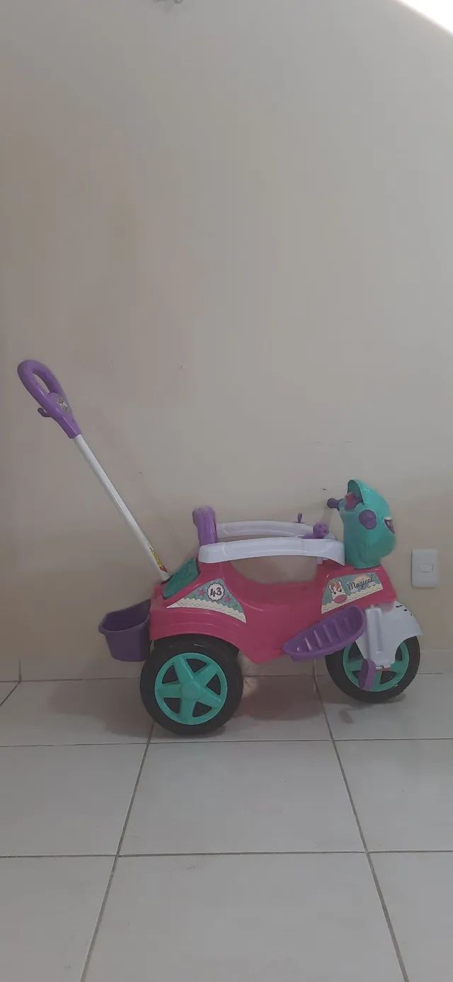 Triciclo infantil baby city menina magical rosa com lilás 3150 maral