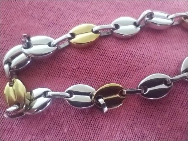 Pulseira de aço, prateado e dourado! pouco uso, não escurece - Foto 3
