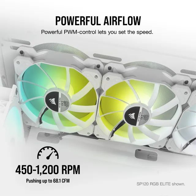 Fan Corsair SP140 Elite Branco Cooler 140mm RGB iCue Airguide System PWN Alto Desempenho - Foto 6