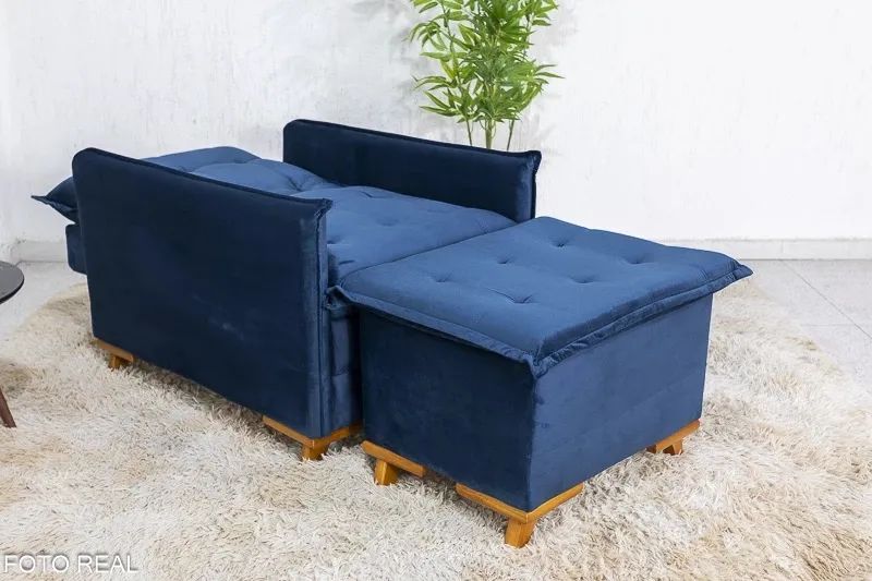 Poltrona Cama Reclinável com Puff rf654 - Foto 2