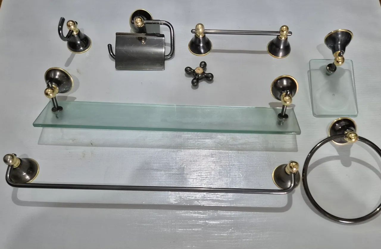 Acessórios para banheiro dourado e fume - Foto 6