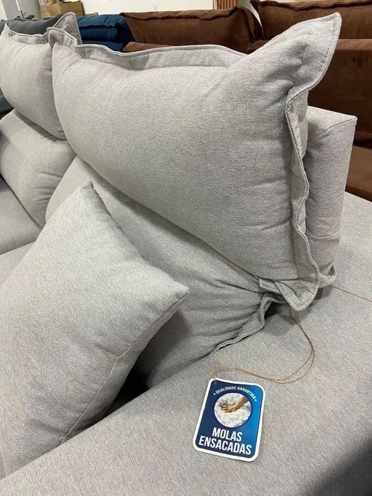 Sofá Retrátil e Reclinável Molas Ensacadas Linho Cinza - Foto 3