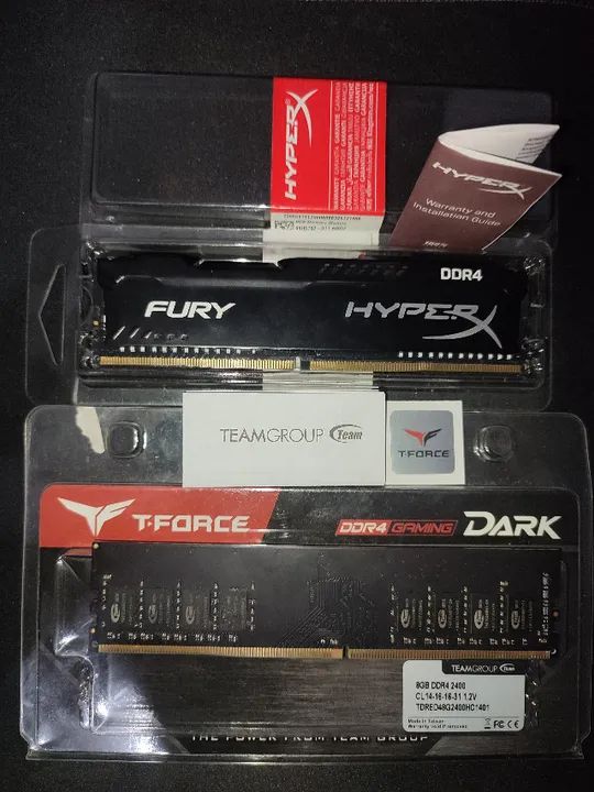 Memória HyperX 8gb + T-Force 8gb