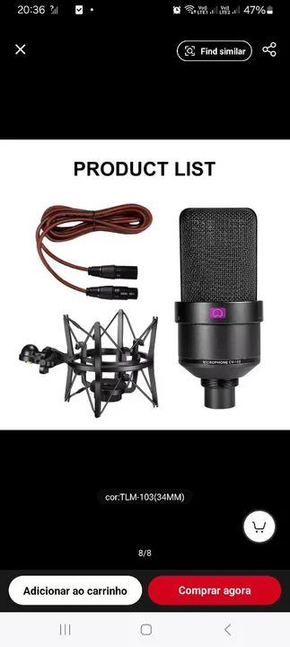 Microfone Condensador TLM-103 (34MM) - Novo