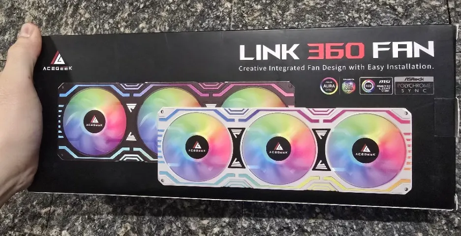 [Lacrado] Kit ventoinhas Acegeek Link360, ARGB, 360mm, Branco