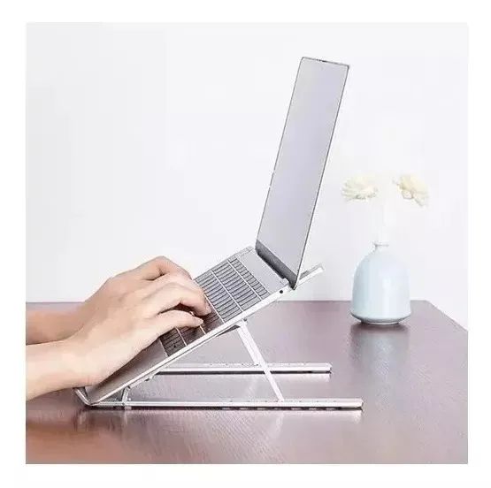 Suporte Apoio Base Ergonômico Regulável Aço Notebook/tablett Cor Prata - Foto 6