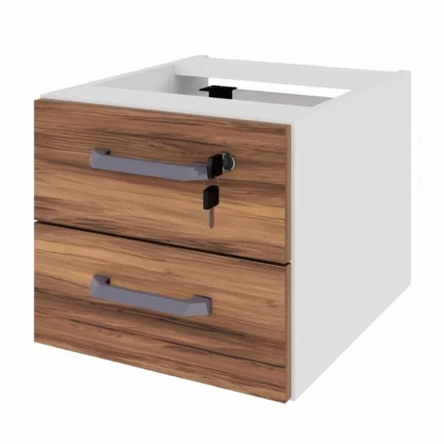 Mesa Escritório PÉ QUADRO C/ Gavetas Nogal Sevilha/Branco Funcional 34321 - Foto 5