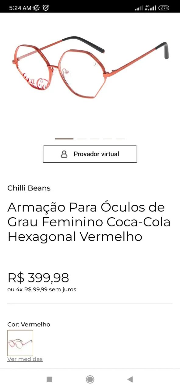 Óculos dourado NOVO Chilli Beans  - Foto 4