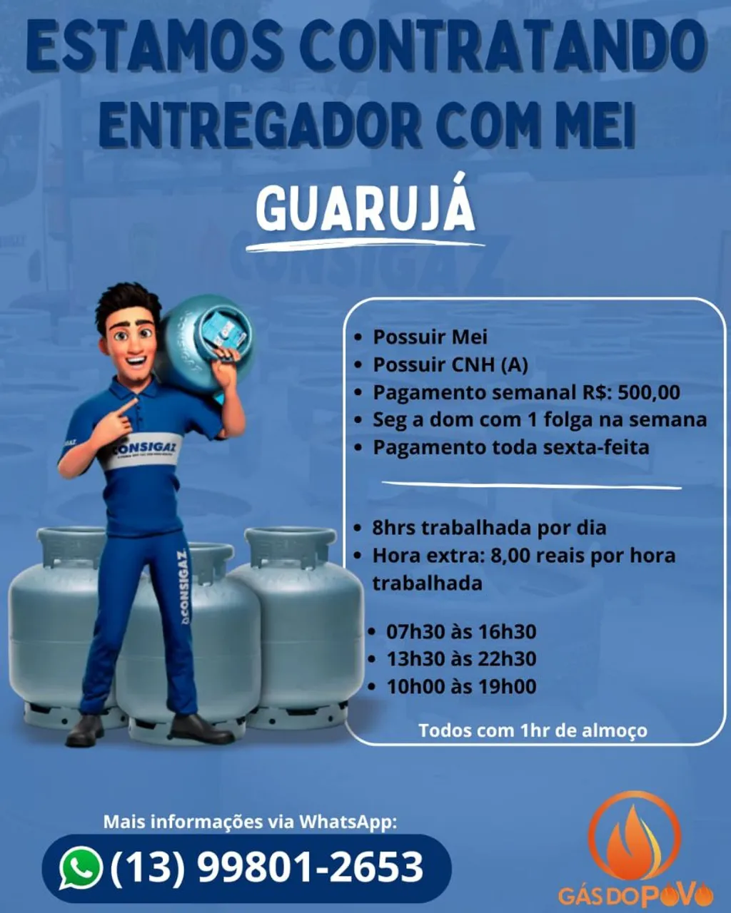 Vaga Para entregador De Gás