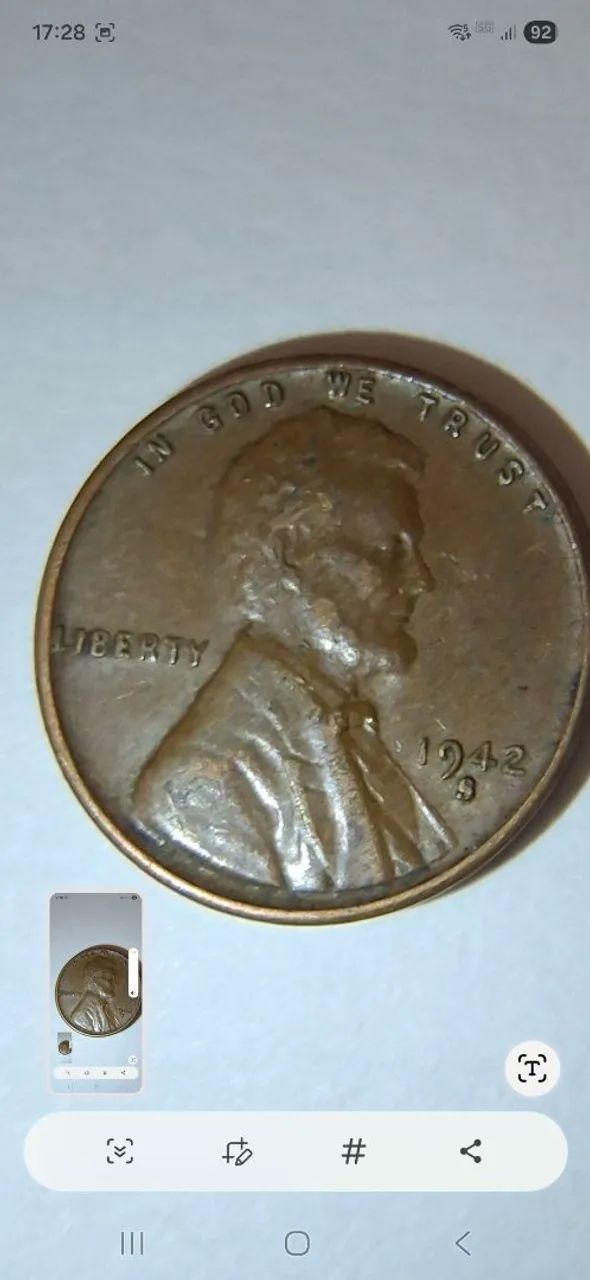 E.U.A. Moeda Rara Trigo 1c. 1942 S