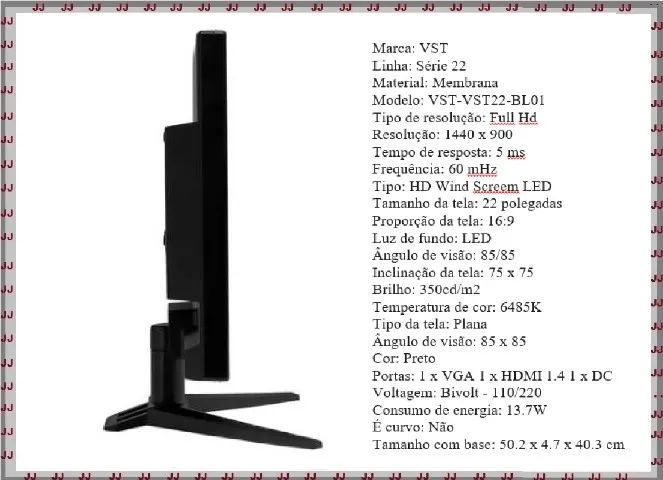 Monitor Vst 22 polegadas - Led - ajustável - 60 hz - Vga e Hdmi - Foto 3