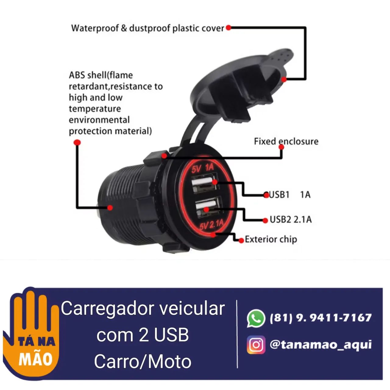 Carregador veicular - Duplo - Carro/Moto  - Foto 2