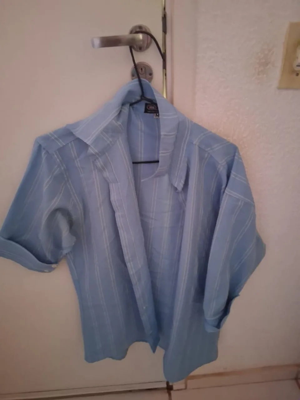 Camisa de manga curta azul