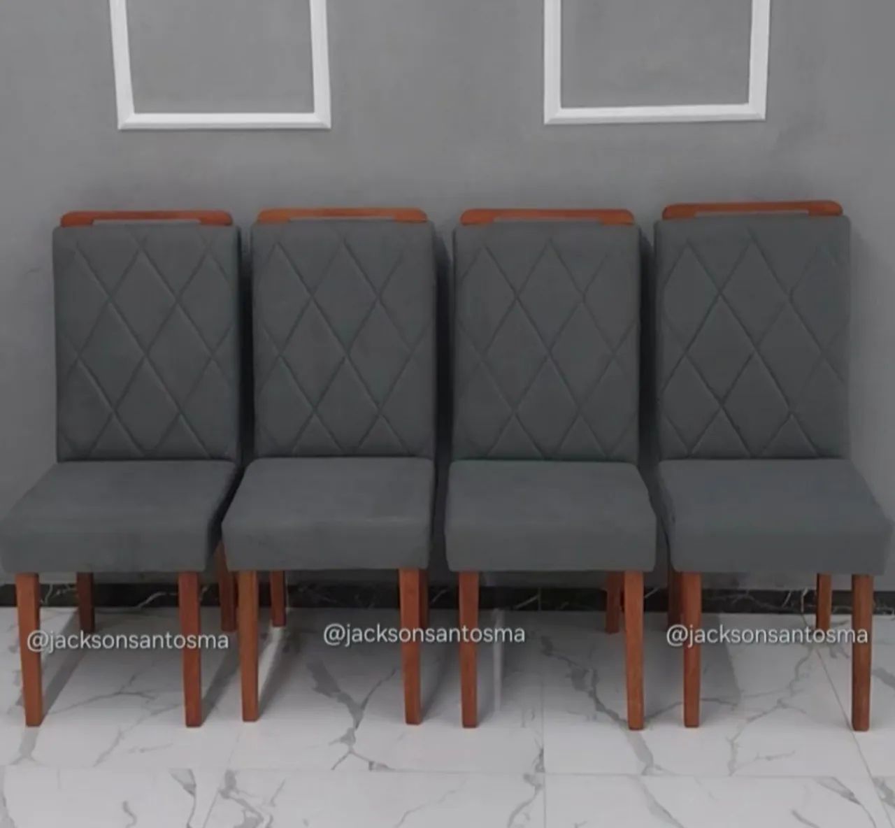Conjunto de Cadeiras de Jantar Estofadas - Elegância Cinza - Foto 5