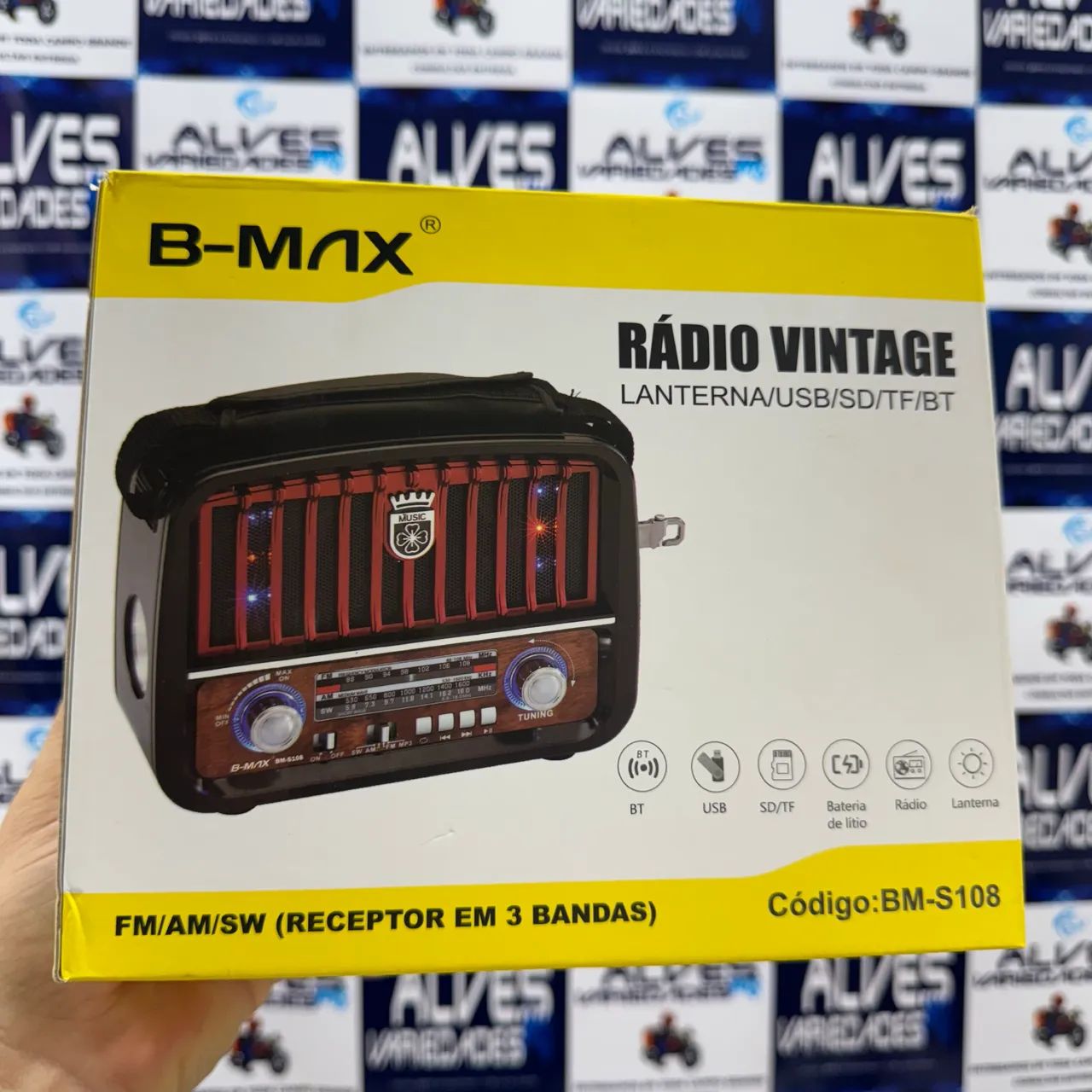 Rádio FM AM Estilo Retrô clCom Lanterna e Bluetooth 