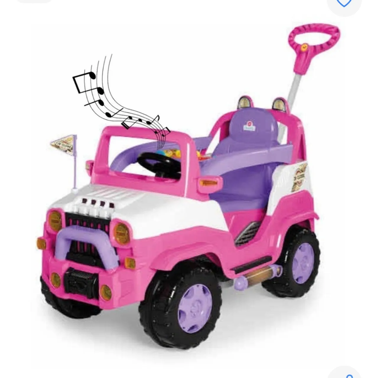 Jipe Infantil com Empurrador e pedal Rosa