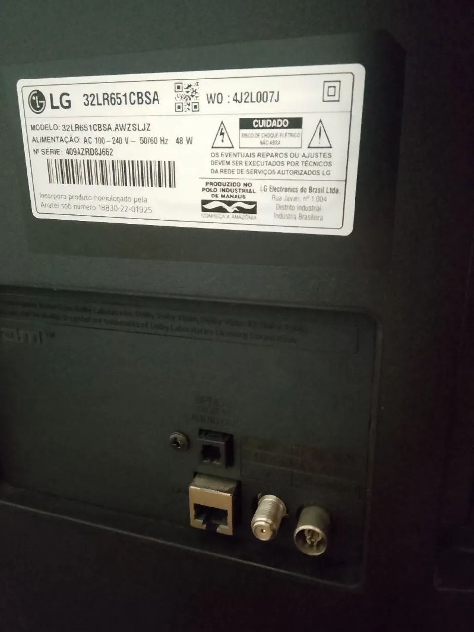 Tv LG 32' em estado de nova, 9 meses de uso, ainda se encontra com plástico de proteção  - Foto 2