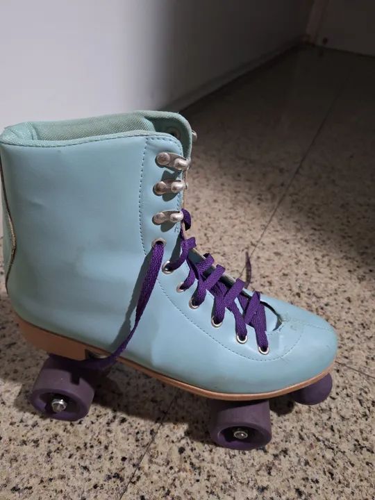 Patins Roller Quad Azul Bebê - Foto 6