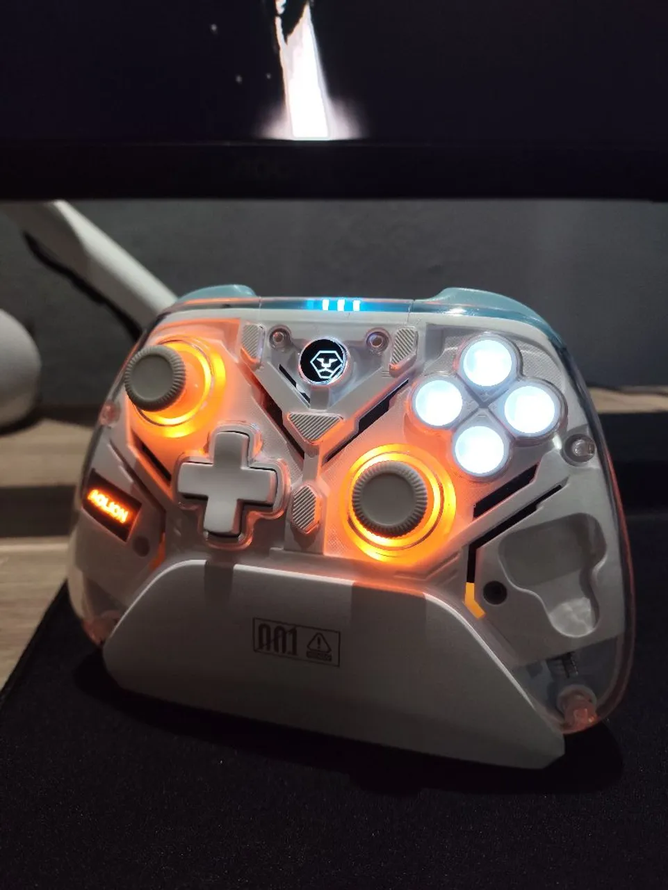 Controle Gamer Aolion K10 RGB, sem fio, com base de carregamento e Hall Effect