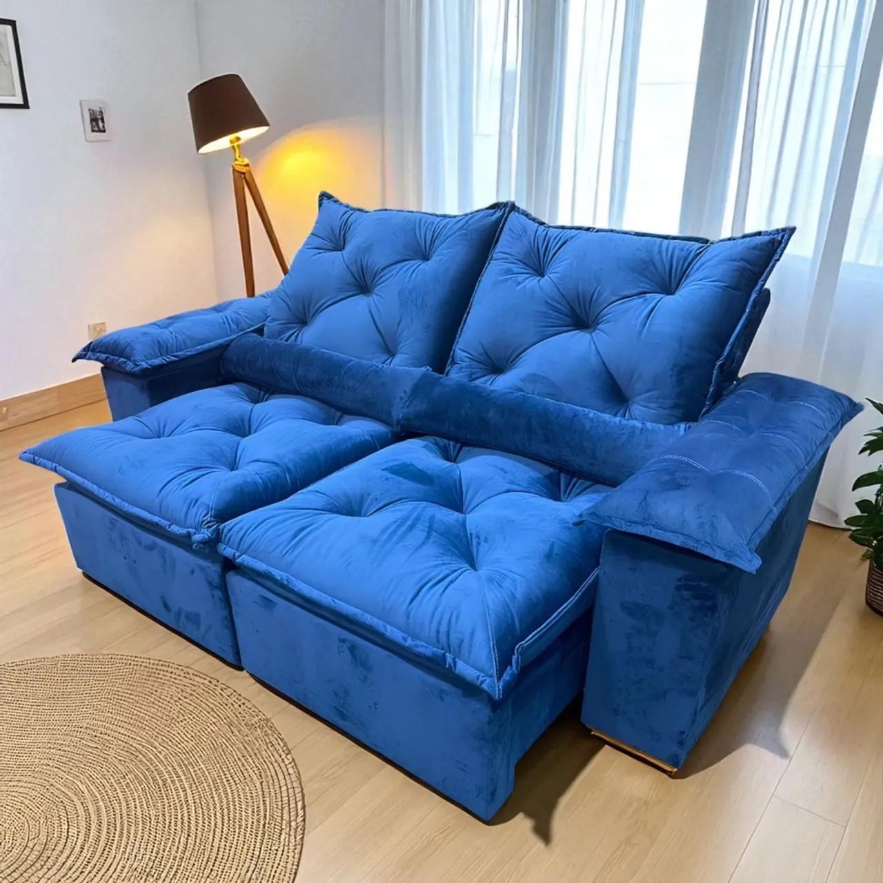 Sofá Retrátil e Reclinável Malibu 2m de Largura Veludo- Entrega Rápida - Foto 3
