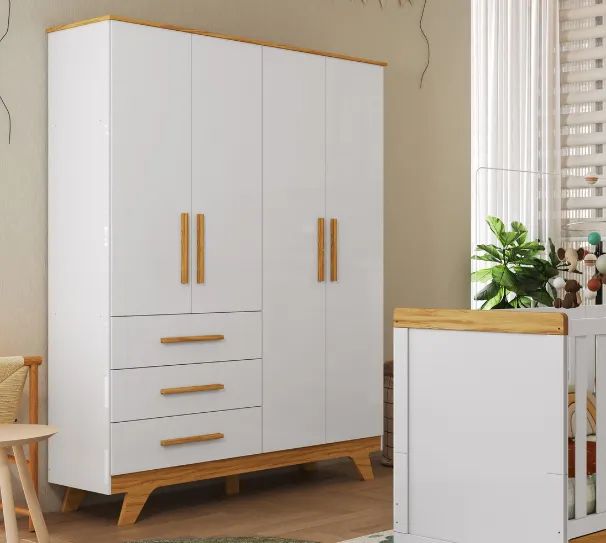 Roupeiro Infantil Retro Lisa Peroba, 100% MDF 