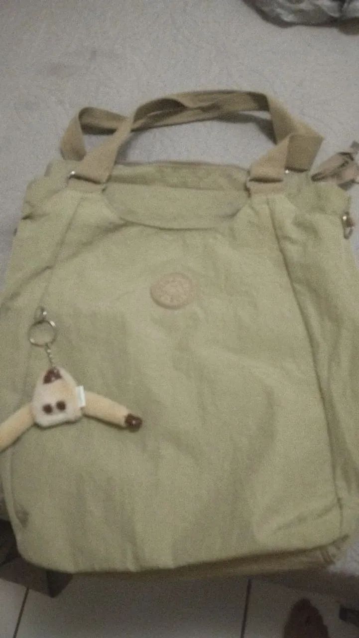 Baixou!!! Bolsa Kipling 1 linha Bege com Chaveiro BAIXOU!