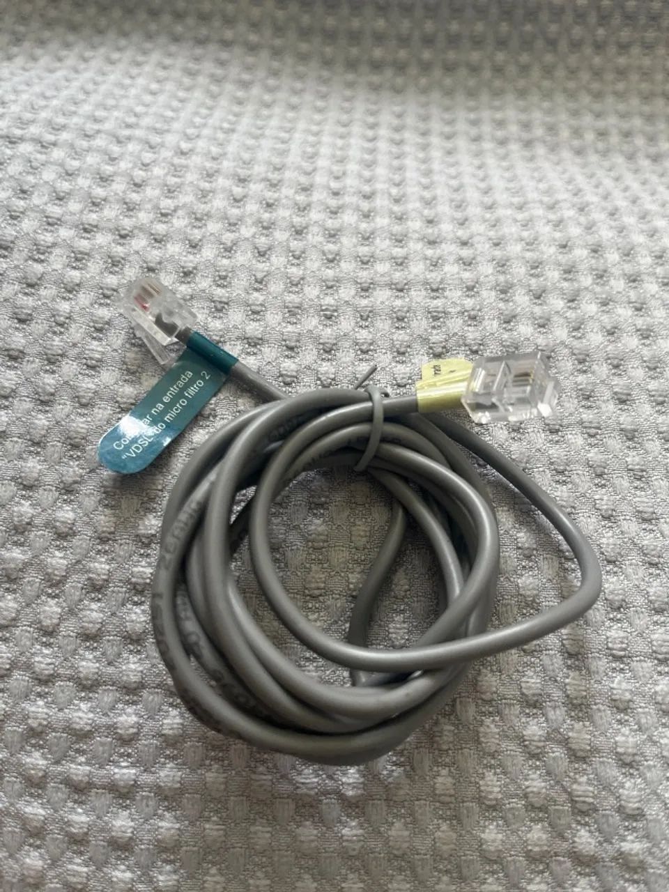Cabo / Fio para telefone RJ11 ou entrada de modem - 1,5M cor cinza