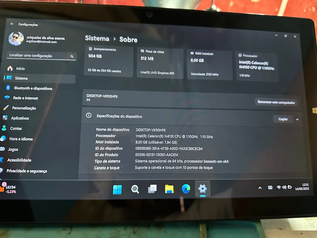Windows 11 hd 1 tera 8 de ram