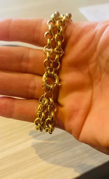 Pulseira Grossa Elo Português Ouro18 K - Foto 2