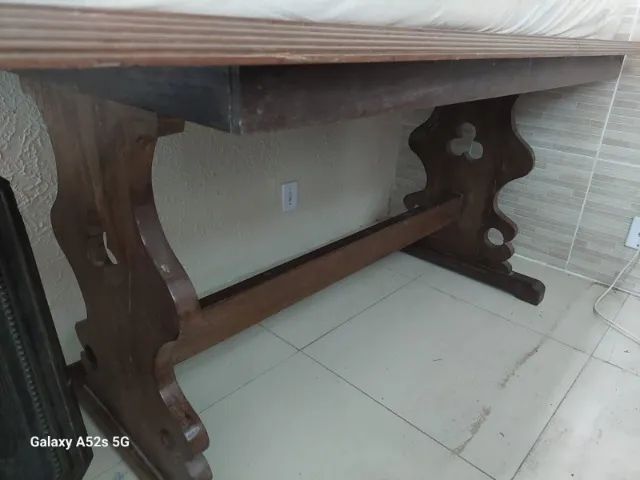 Mesa Madeira 8 Cadeiras Antiga Retrô 