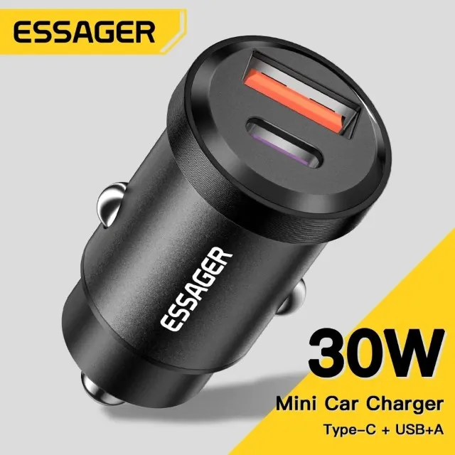 Essager 30W Mini Carregador Automotivo Carro 12V