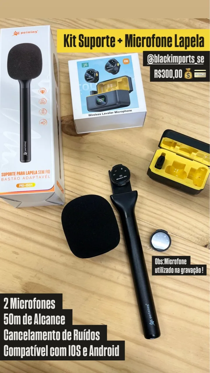 Suporte para Microfone Lapela Sem Fio