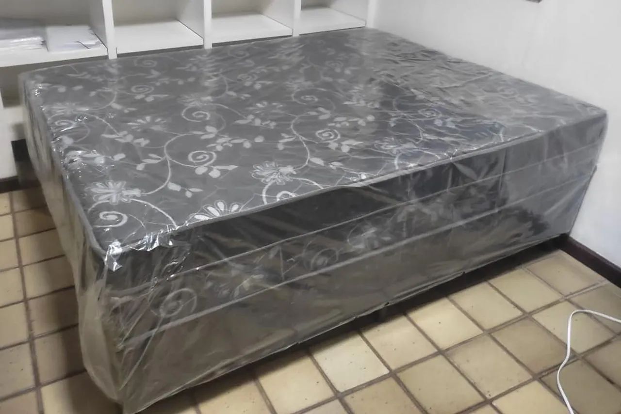 Cama Box Casal com Colchão Molas Ensacadas - Novo - Foto 2