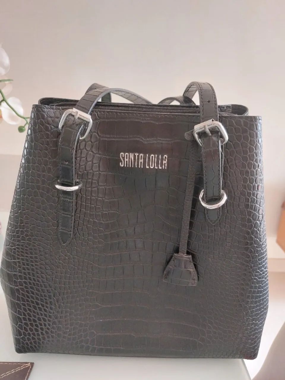 Bolsa tiracolo preta Santa Lolla - Foto 5