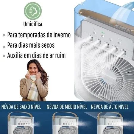 Mini umidificador Ventilador Portatil Pequeno Carregável USB Potente Turbo Silencioso Mesa - Foto 3