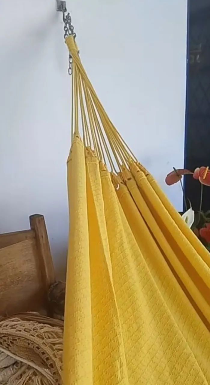 Rede de descanso de crochet amarela - Foto 2