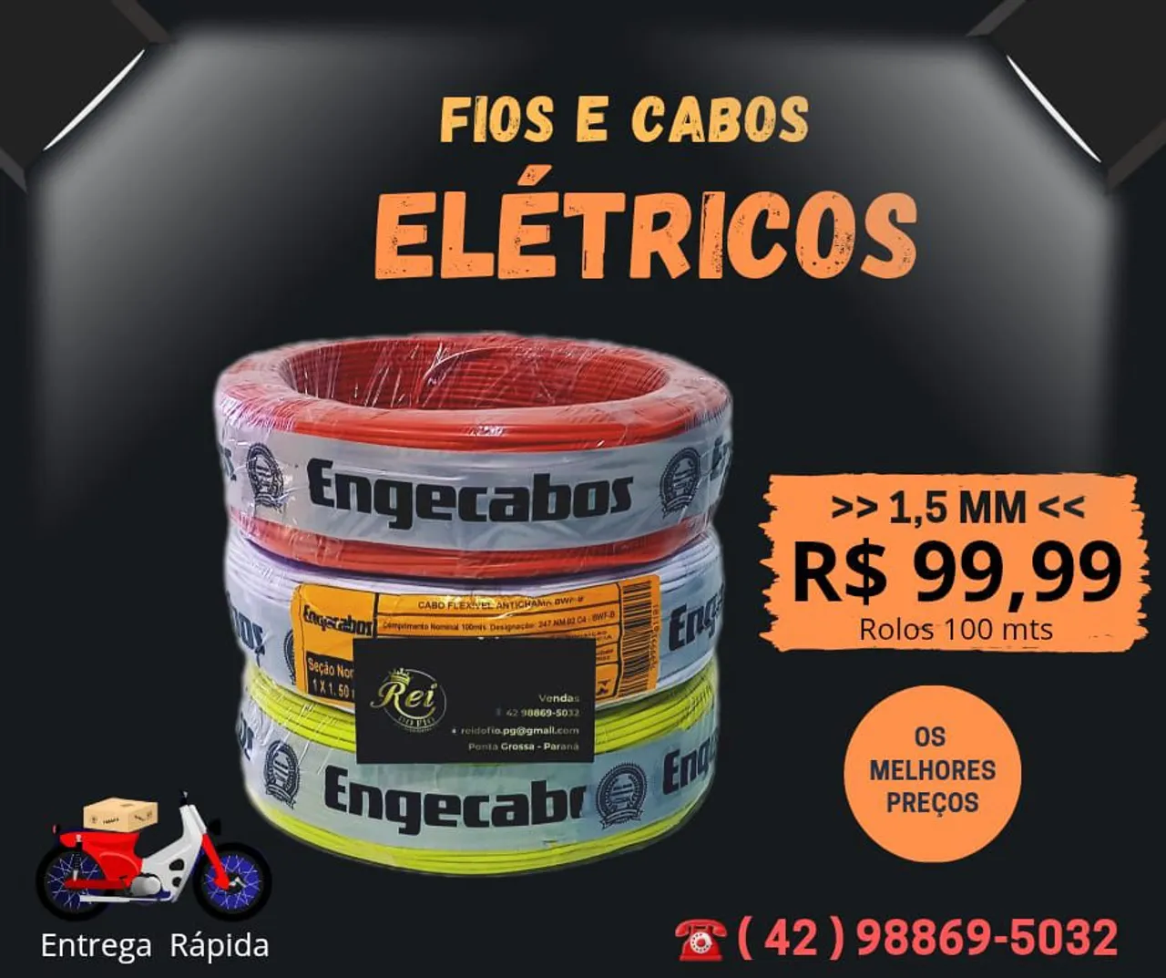 Fio Elétrico 1,5mm - Rolos 100mts - Engecabos