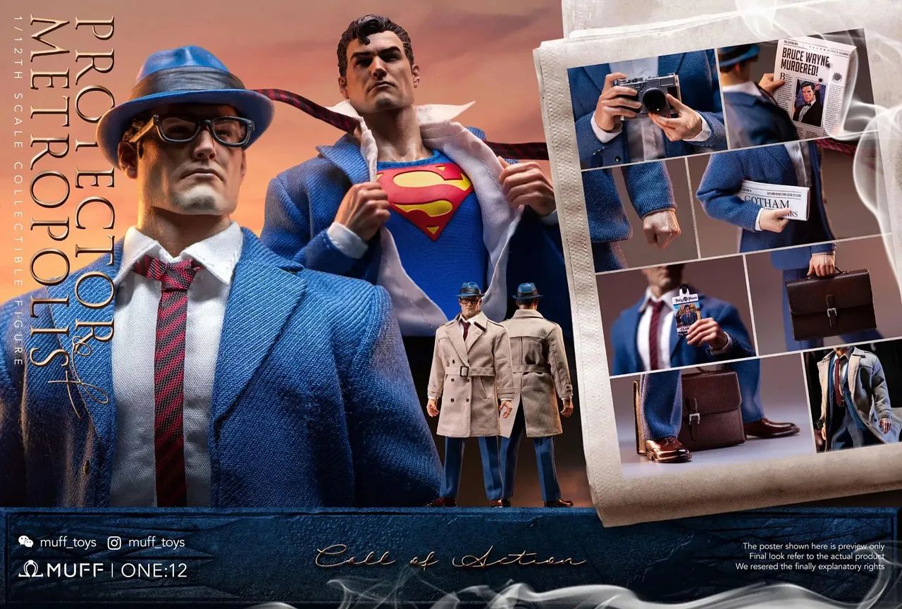 Super man Clark Kent protector of metropolis muff toys 1:12 novo  - Foto 3