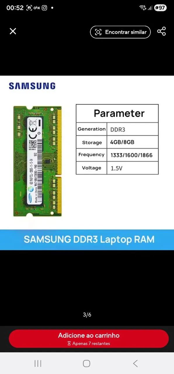 Samsung DDR3L RAM Memory 8 GB 1600 MHz64739261019139122