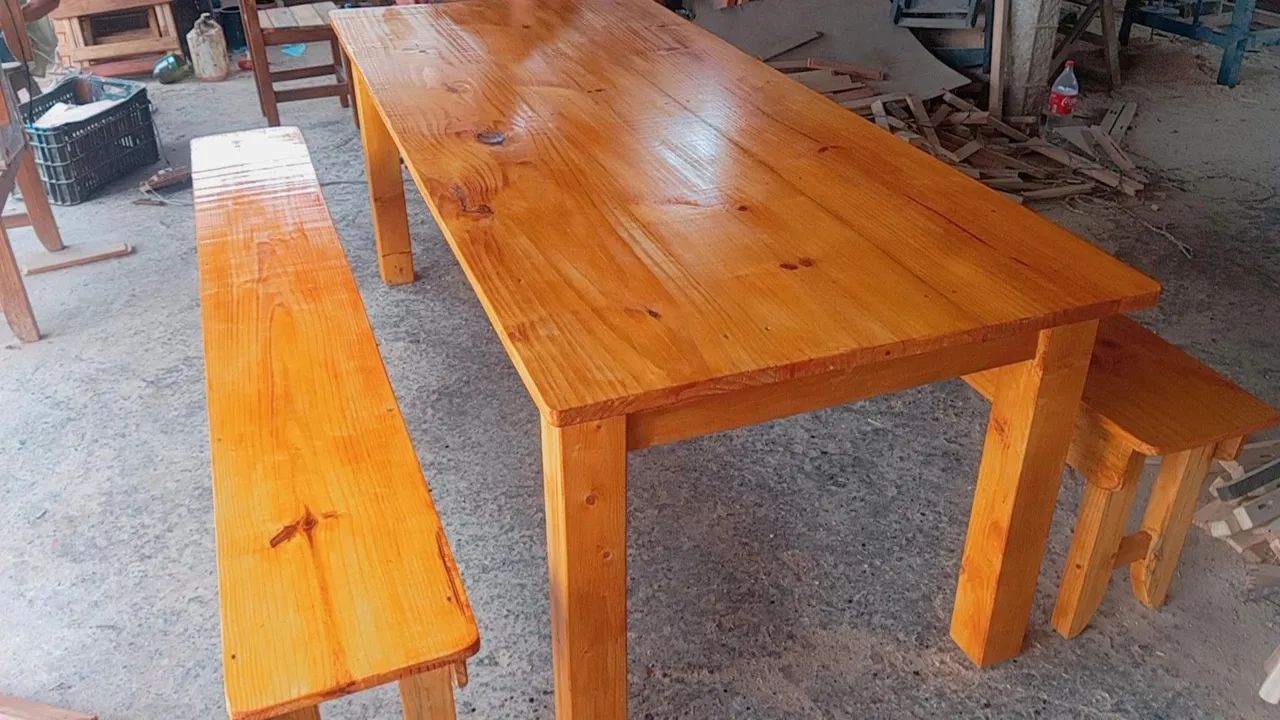 Mesa com banco em madeira - Foto 3