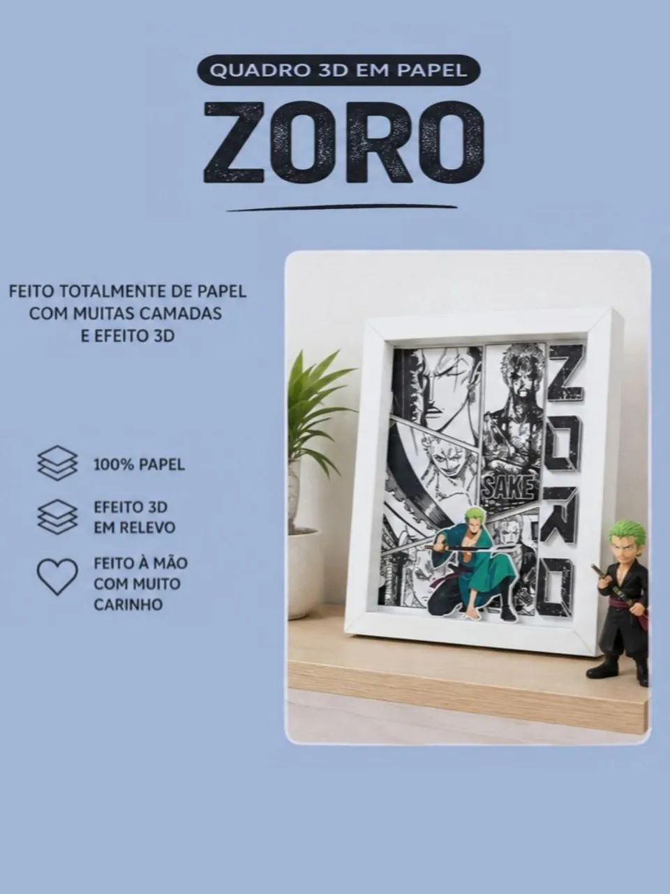 Quadro 3D do Zoro Anime - Foto 2