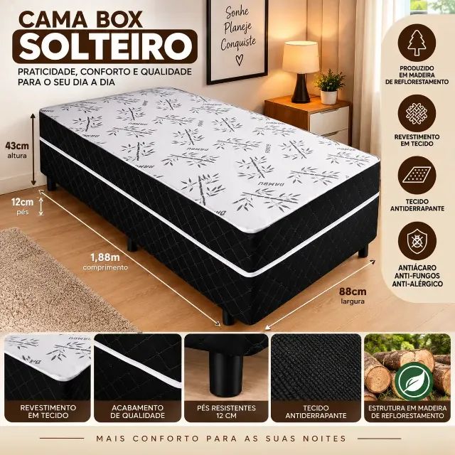 Cama Box Solteiro - D28 - Foto 3