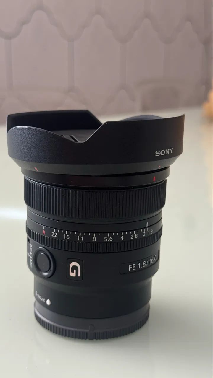 Lente Sony FE 16mm f/1.8 G (na garantia até 2027)