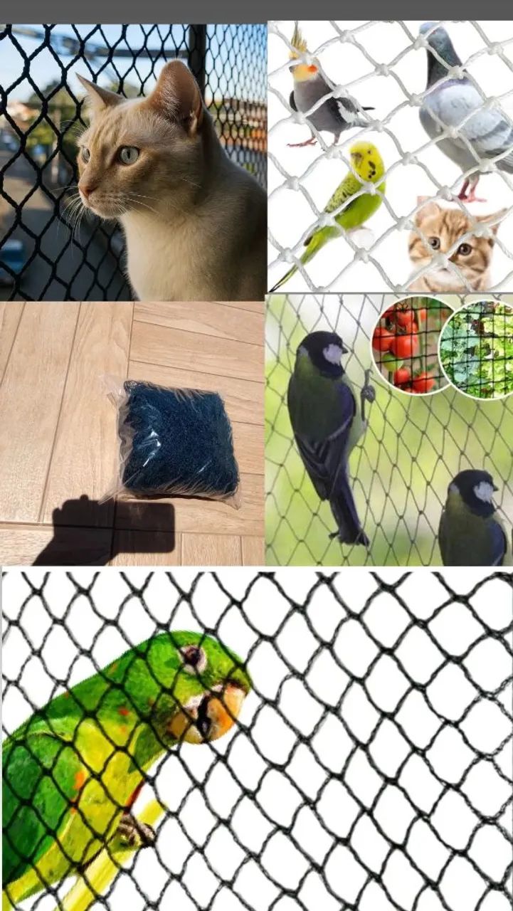 Rede De Proteção Anti gatos e  pássaros.. janela ou horta (malha 2x2) nova<br>Cor Preta