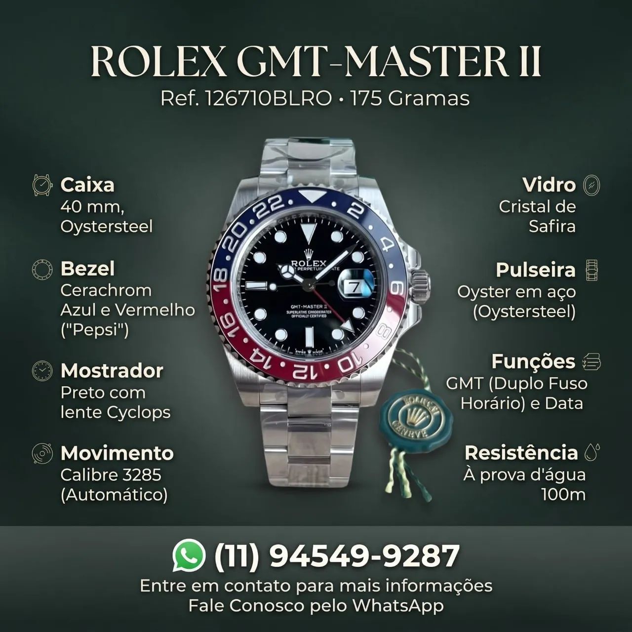 ROLEX GMT PESPI/ OYSTER/ VSF/ S.C