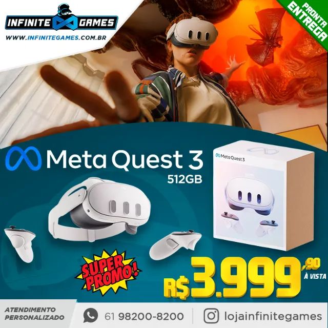 Meta Quest 3 512GB lacrados! Muito superior ao 3S! Loja física