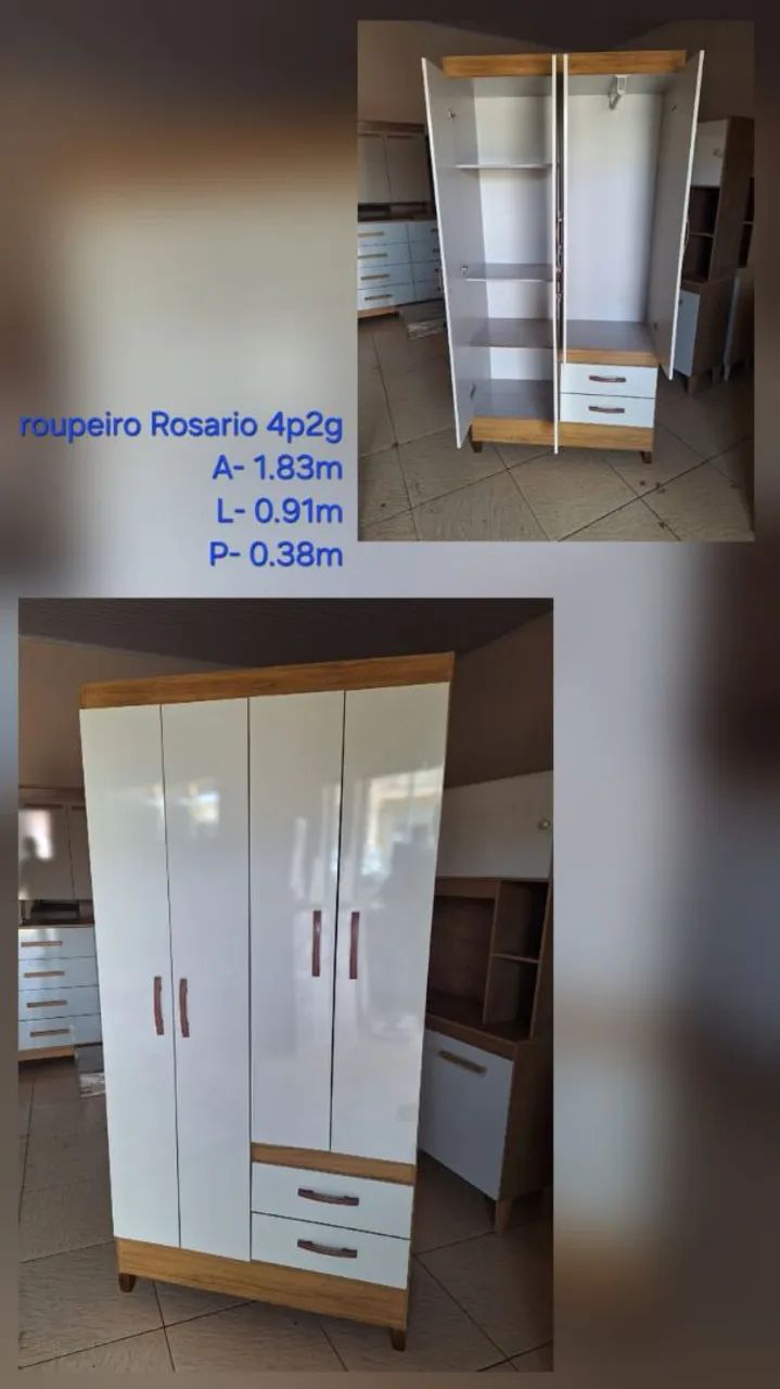 Guarda roupas solteiro 4 poetas com divisórias 
