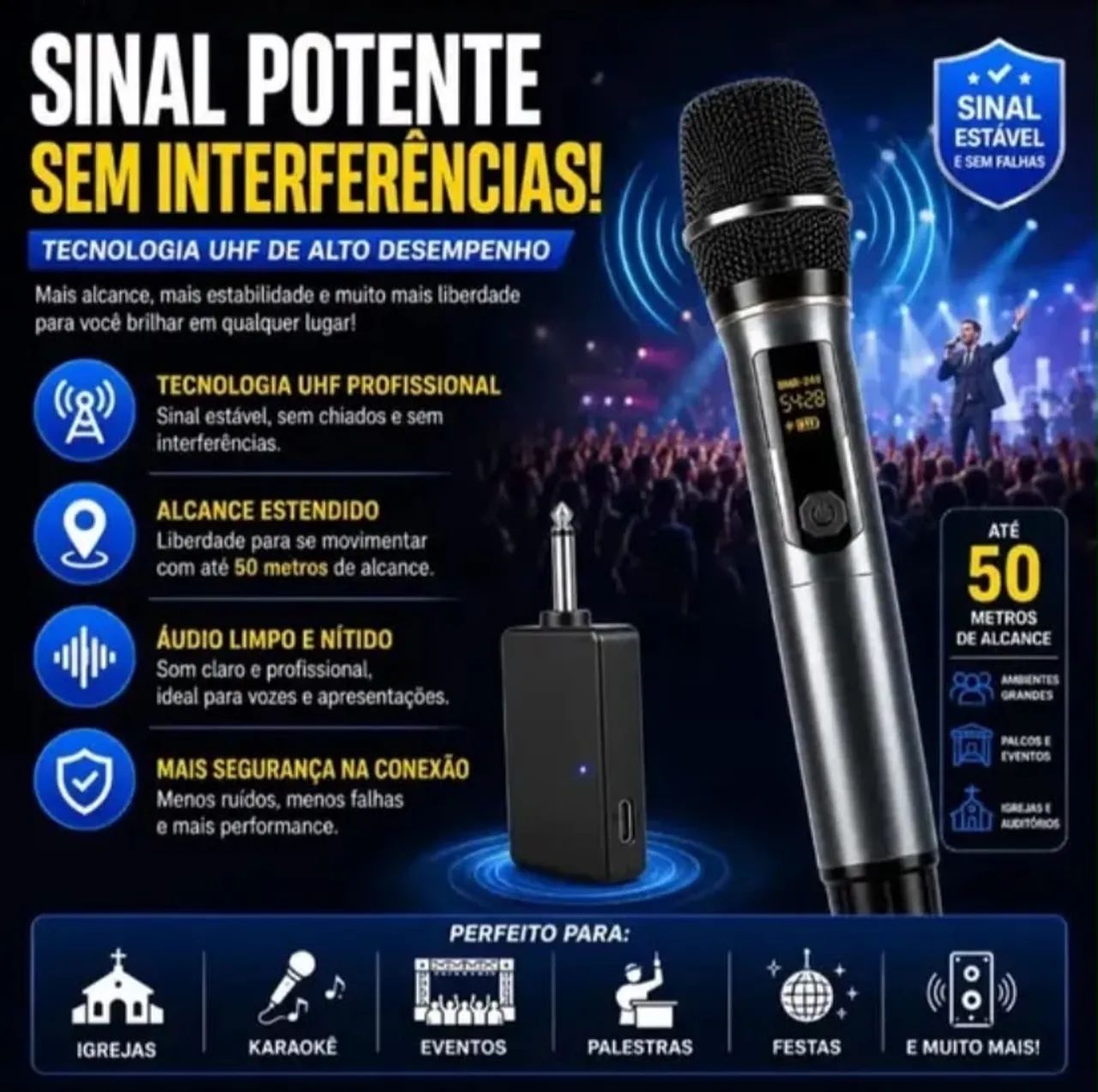 Microfone sem fio profissional longa distância  - Foto 4