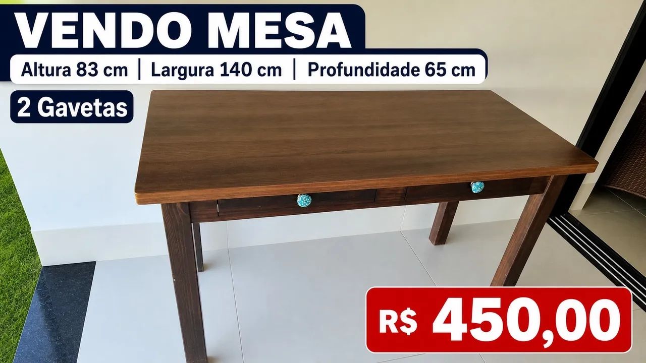 MESA ESCRITÓRIO COM GAVETAS
