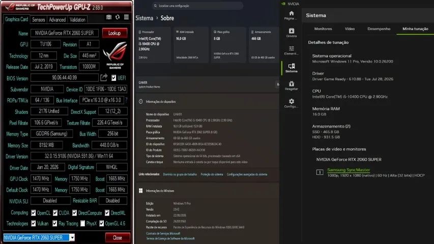 PC Gamer Core I5 10400 RTX 2060 Super 8GB - Completo -Até 12 X 364